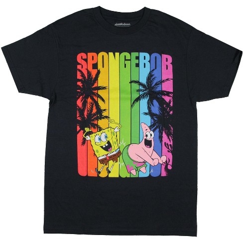 Seven Times Six SpongeBob SquarePants Cartoon Men's Rainbow Adult Short Sleeve T-Shirt Blue - image 1 of 3