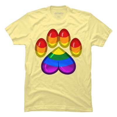 Adult Design By Humans Rainbow Pride Heart Pawprint By leashonlife T-Shirt