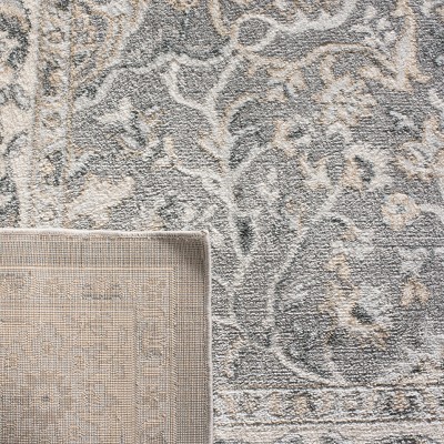 Elegant Isabella Grey Round Synthetic Area Rug, 4' x 6'
