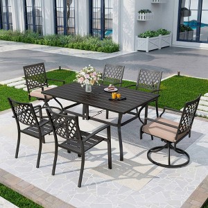 7pc Outdoor Dining Set with 37" Table & Swivel Arm Chairs - Captiva Designs - 1 of 4