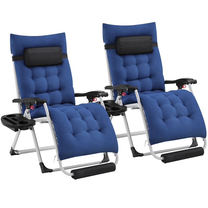 Yaheetech 2pcs 26in Zero Gravity Recliner with Headrest Cupholder, 1 of 6