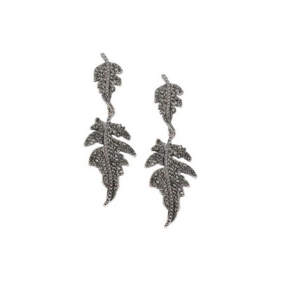 SOHI Women's Black Foliage Drop Earrings