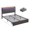 Bed Frame with Storage Headboard and Drawers, Metal Frame Platform Bed,(Only includes bed frame and end storage basket) Black Twin Size - 3 of 4