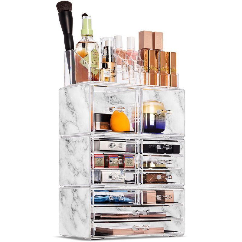 Sorbus Cosmetic Makeup and Jewelry Storage Case Display Organizer - Spacious Design - Great for Bathroom, Dresser, Vanity and Countertop (Marble), 1 of 8