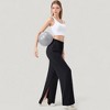 Anna-Kaci Active Women's Wide Leg Lounge Pants with Elastic Waistband and Side Slit Hem Detail - 2 of 4