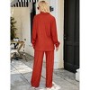 Womens Two Piece Long Sleeve Button Down Shirt Casual Outfits Pleated Wide Leg Pants Streetwear Set - 4 of 4