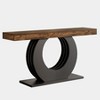 Resenkos Modern Wooden Console Table with Circular Metal Base, Entryway Sofa Side Table for Living Room Brown - 3 of 4