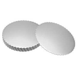 Unique Bargains Disposable Greaseproof Cardboard Scalloped Cake Platters 10 Pcs - 1 of 4