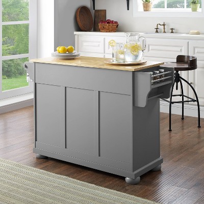 Gray and Natural Wood Top Kitchen Island with Storage
