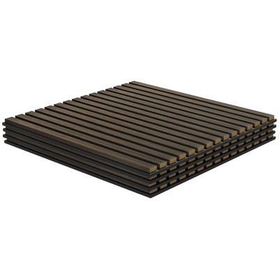 JUJABU 4-Pack 24"x24" Acoustic 3D Sound-Absorbing Faux Wood Wall Panels for Walls & Ceilings