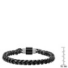 Steeltime Men's oxidized stainless steel wheat chain bracelet with black ip magnetic clasp - 3 of 4