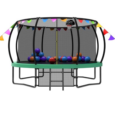 HFYee 12/14/16FT Kids Adventure Trampoline Safety Enclosure & Ladder for Outdoor Play for Ages 6-12