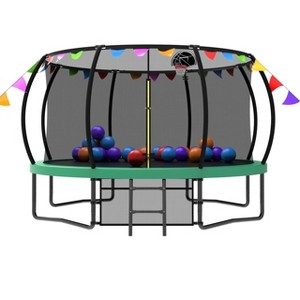 HFYee 12/14/16FT Kids Adventure Trampoline Safety Enclosure & Ladder for Outdoor Play for Ages 6-12 - 1 of 4