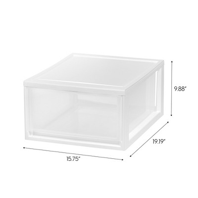 White Stackable Plastic Storage Drawers with Clear Doors, 2-Pack