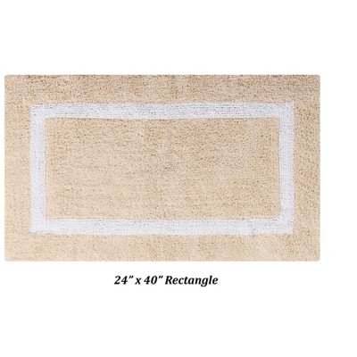 Sand and White Cotton Tufted Reversible Bath Rug Set
