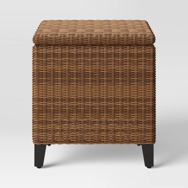 Wicker Square Brookfield Patio Accent End Table with Storage Brown - Threshold&#8482;, 4 of 9
