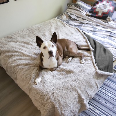 Large Gray Waterproof Sherpa Fleece Pet Blanket