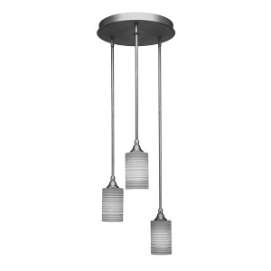 Toltec Lighting Empire 3 - Light Pendant in  Brushed Nickel with 4" Gray Matrix Shade - 1 of 1