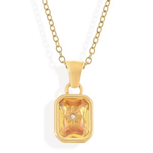 Anna-Kaci Gold Tone Pendant Necklace with Rectangular Crystal and Starburst Accent - 1 of 4