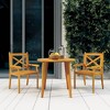vidaXL Outdoor Dining Chairs Patio Dining Chair with Armrest Solid Wood Acacia - Set of 2 - 2 of 4