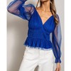 Women's V Neck Mesh Dot Sleeve Blouse - ee:some - 4 of 4