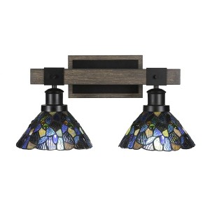 Toltec Lighting Tacoma 2 - Light Vanity in  Black/Painted Wood with 7" Blue Mosaic Art Glass Shade - 1 of 1