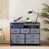 DOMETOUR 38" Wide Wooden Cabinet with 7 Fabric Storage Drawers and Wood Top, Grey - 4 of 4