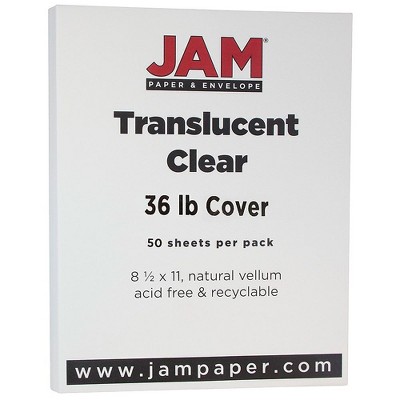 JAM Paper Translucent Vellum 36lb Colored Cardstock 8.5 x 11 Coverstock Clear 1566