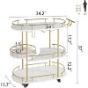 Gold Bar Carts with 4-Tiers Storage Shelves£¬Mobile Bar Seving Carts On Wheels - 2 of 4