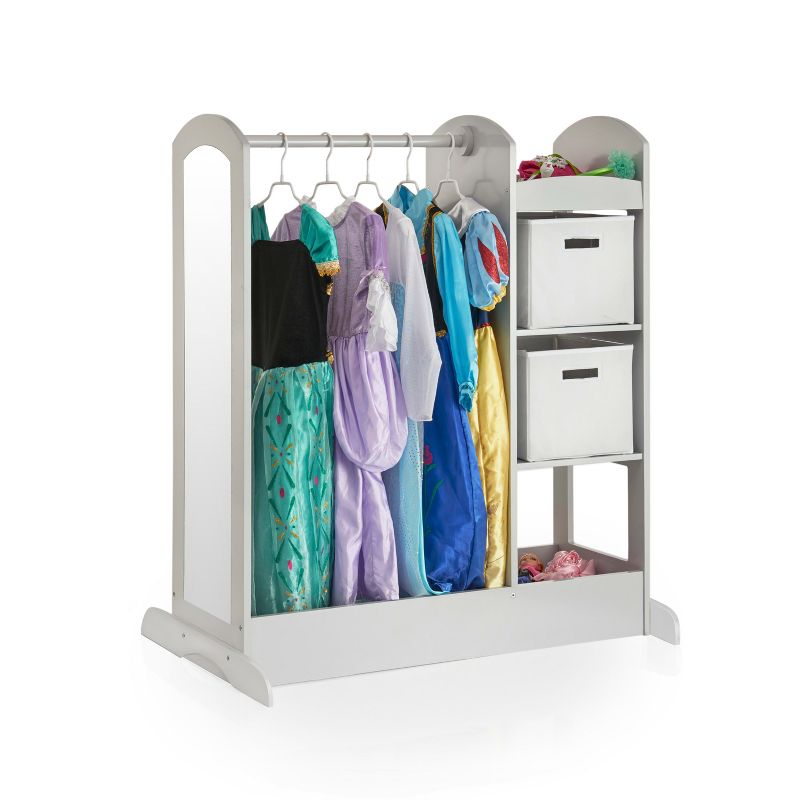 Guidecraft See and Store Dress Up Center: Kids' Clothes and Costume Organizer, Hanging Closet Storage Rack w/ Mirror and Storage Bins, 2 of 7