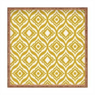 Heather Dutton Trevino Yellow Square Bamboo Tray - Deny Designs