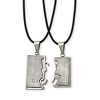 Chisel Stainless Steel Brushed and with Cubic Zirconia Love and Music Pendants on 20 in Leather Cord Necklace Set - 2 of 3