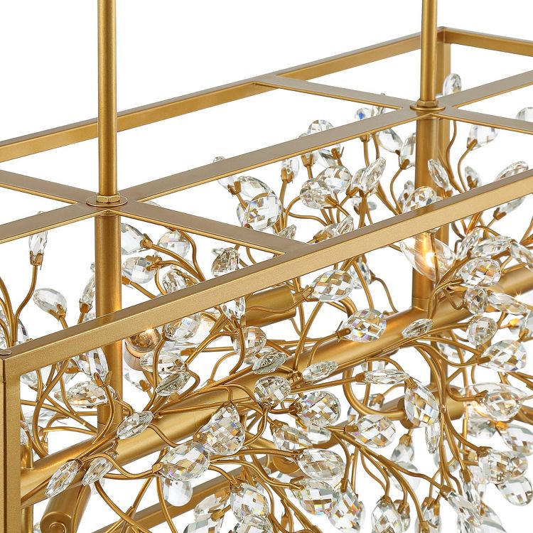 Possini Euro Design Gold Linear Island Pendant Chandelier 38 1/2" Wide Modern Clear Crystal 8-Light Fixture for Dining Room House, 5 of 9