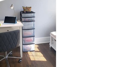 Homz White Plastic 6-Drawer Storage Tower