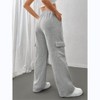 Womens Sweatpants 4 Pockets Mid Rise Cargo Pants Boxy Boyfriend Style Loose Fit Straight Leg Pants - 2 of 4