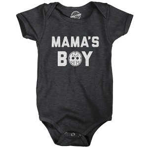 Mama's Boy Baby Bodysuit Funny Halloween Horror Movie Hockey Mask Graphic Jumper - Crazy Dog Baby Bodysuit - 1 of 4