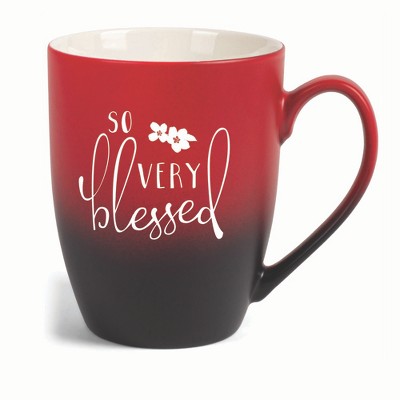 Elanze Designs So Very Blessed Two Toned Ombre Matte 10 ounce New Bone China Coffee Tea Cup Mug, Red and Black