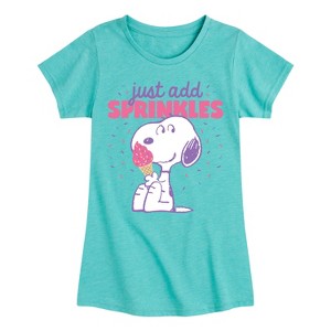 Girls' - Peanuts - Just Add Sprinkles Fitted Short Sleeve Graphic T-Shirt - 1 of 4