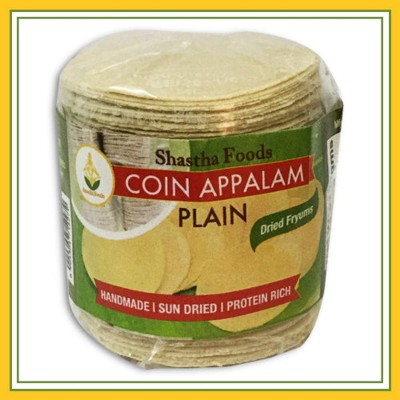 Shastha Coin Appalam Plain (100 gms) , Pack of 5