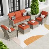 XIZZI 5 Pieces Wicker Furniture, Outside Conversation Set, 3-Seat Sofa with Cushion, High Back Rattan Chairs and Ottomans for Garden Backyard - 3 of 4