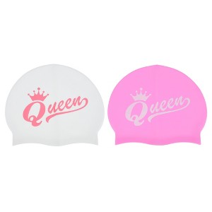Unique Bargains Durable Silicone Waterproof Swim Cap 2 Pcs - 1 of 4