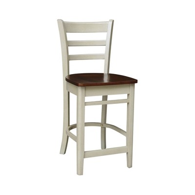 Emily 24" White Wood Counter Height Barstool