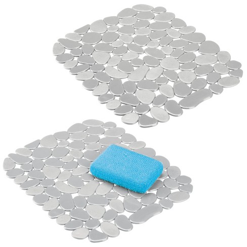  Bligli Pebble Sink Mat for Stainless Steel/Ceramic Sinks, 2  Pack PVC Sink Protectors Mats for Bottom of Kitchen Sink, Dish Drying Mat  for Dishes and Glassware, 15.7 x 11.8 inch, Grey