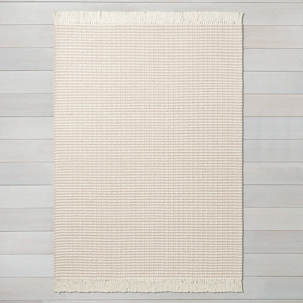 5' x 7' Textured Stripe Area Rug Best Beige / Sour Cream - Hearth & Hand™ with Magnolia