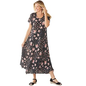 Woman Within Plus Size Short-Sleeve Crinkle Dress - 1 of 4