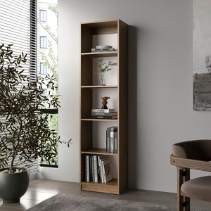 ORRD Modern Wood & White Storage Shelf - 5 Open Tiers with Enclosed Compartments, Classic Versatile Design for Bright Interiors - 1 of 4