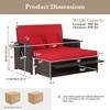 Costway Patio Rattan Loveseat Set Daybed Lounge Storage Ottoman Side Tables Adjust Turquoise/Black/Gray/Red/Navy/Beige - 4 of 4