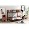 Streamdale Full-Over-Full Bunk Bed Modern Style Steel Frame Bunk Bed With Safety Rail, Built-In Ladder, Brown - 3 of 4