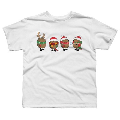 Boy's Design By Humans Christmas hedgehogs By Mangulica T-Shirt