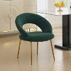 Gulches Green Teddy Fabric Curved Back Dining Chair Set of 1 Gold Metal Legs Adjustable Feet Kitchen Room 22 inch Wide 250 lb - 2 of 4